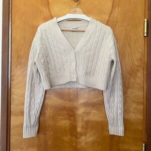 Sunday Best by Aritzia Cooper Cable Knit Cropped Cardigan Cream Women's XS